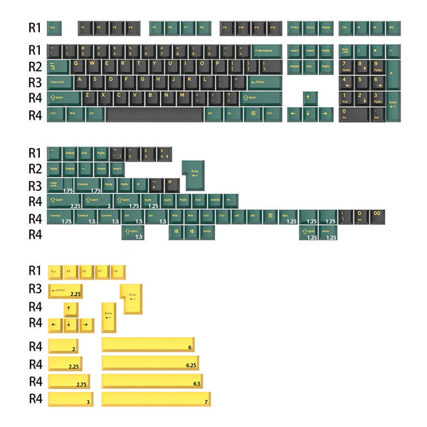 Ghost Judges Marrs Green Cherry PBT Doubleshot keycap for mx keyboard 60 65 87 104 xd64 bm60 bm65 XD68 XD60 Black Green