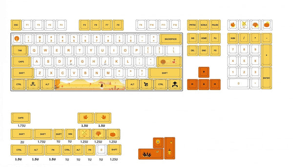 XDA V2 profile Dye Sub Keycap Set thick PBT Sense of Autumn for keyboard gh60 poker 87 tkl 104 ansi xd64 bm60 xd68 xd84 xd96