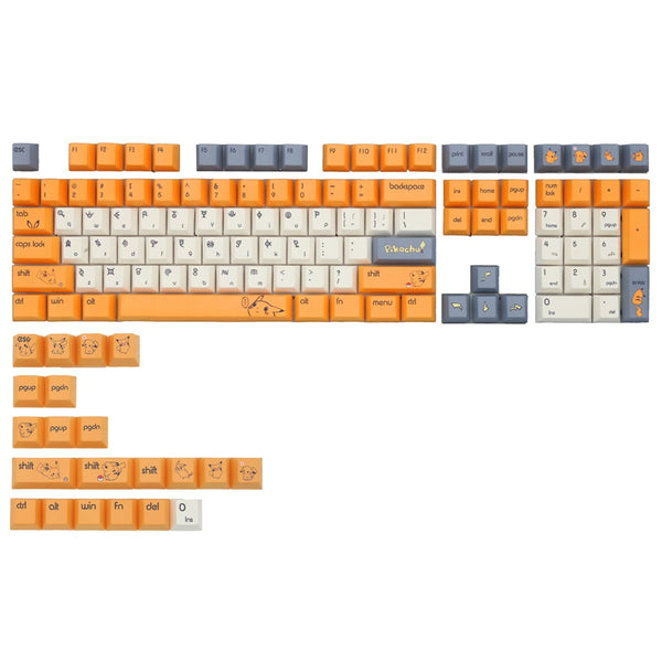 OMO Pikachu Pikapika Cherry profile all over Dye Sub Keycap for mechanical keyboard gh60 87 104 tkl BM60 XD64 XD68 BM65 BM6