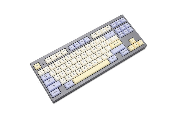 WM Elegant Beige Purple Dye Sub Keycap Thick PBT DSA Profile for keyboard 87 tkl 104 ansi xd64 bm60 xd68 bm65 bm68