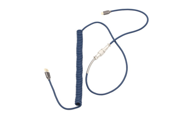 GKs Space Cable Aviator Dark Blue Custom usb c port coiled Cable wire for Mechanical Keyboard GH60 USB cable type c USB