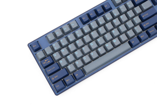 taihao Dark Tunnel PBT double shot keycaps for diy gaming mechanical keyboard oem profile Yellow Blue 1.75u shift