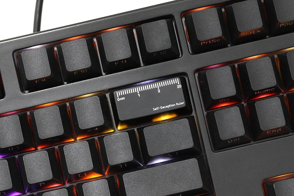 Key Cap Ruler Novelty Shine Through Keycap ABS Etched Self Deception ruler black red ...