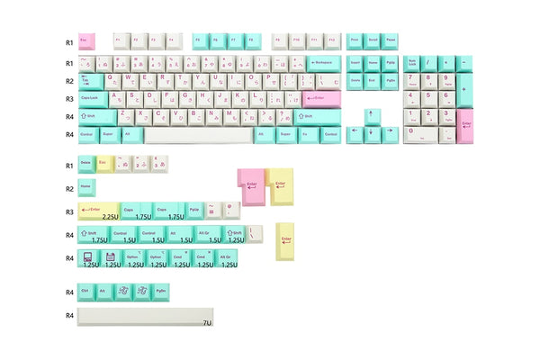 OG KEY Dream Dye Sub Keycap Set thick PBT for keyboard gh60 87 tkl 104 ansi xd64 bm60 xd68 bm65 bm68 Beige Cyan Analog Dream