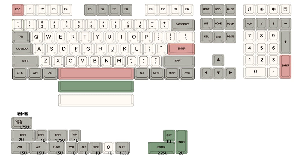 XDA V2 9009 Beige Grey Dye Sub Keycap Set thick PBT for keyboard gh60 ...