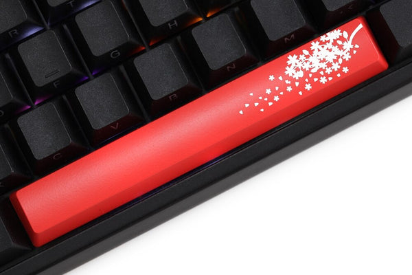 Novelty Shine Through Sakura spacebar Keycaps ABS Etched black red