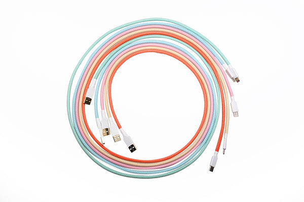 Colored sleeved Nylon straight USB-C port Gold-plated connectors 1.2m length 5 colors