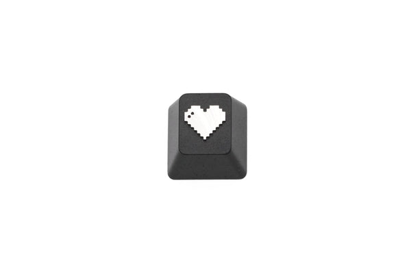 Pixel Heart anodized aluminum keycaps with anodizing for custom mechanical keyboards cherry profile grey black red green silver