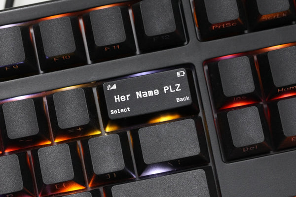 Novelty Shine Through Keycaps ABS Etched Shine-Through Her Name PLZ Please black red custom mechanical keyboard enter backspace