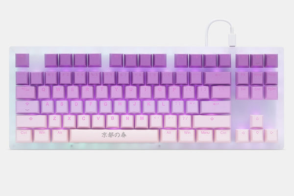 taihao Spring in Kyoto pbt double shot keycaps for diy gaming mechanical keyboard Backlit Caps oem profile light through ISO UK