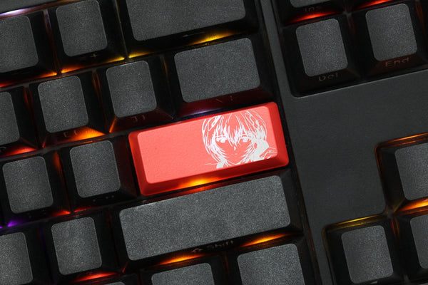 Novelty Shine Through Keycap ABS Etched EVA Asuka Ayanami Rei Ikari Shinji black red enter backspace