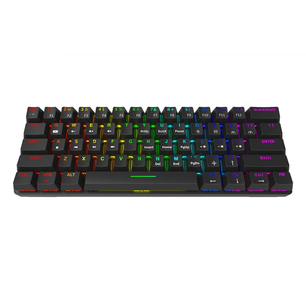Keyhome KH61 60% mechanical keyboard hot swappable rgb switch led type c doubleshot keycap macro program blue red brown black