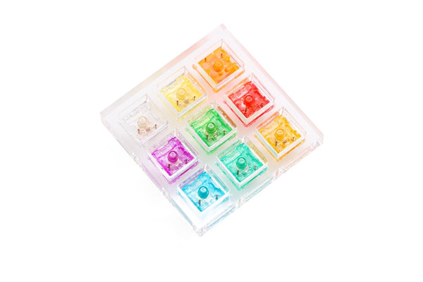 Acrylic Switch Tester 3X3 Candy SWITCH for Mechanical Keyboard Rainbow Blinding Lights Raindrop Red Orange Yellow Green Cyan