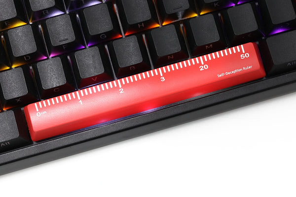 Key Cap Ruler Novelty Shine Through Keycap ABS Etched Self Deception ruler black red ...