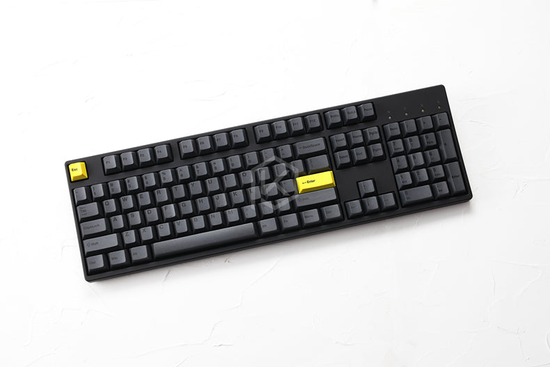 Cherry profile Dye Sub Keycap Set thick PBT plastic black yellow gentl ...