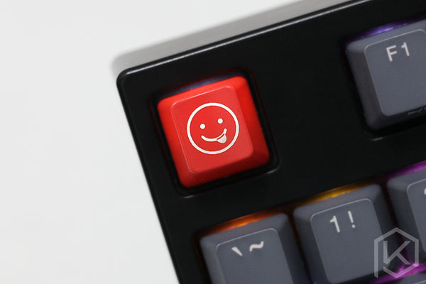 Novelty moji Shine Through Keycaps ABS Etched, Shine-Through mood expression black red for custom mechanical keyboards - KPrepublic