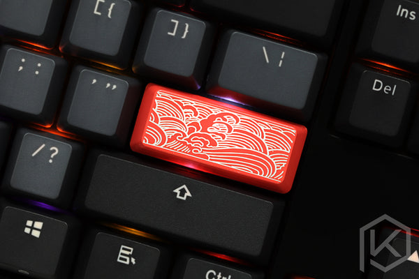 Novelty Shine Through Keycaps ABS Etched Japanese wave black red enter 2.25u - KPrepublic