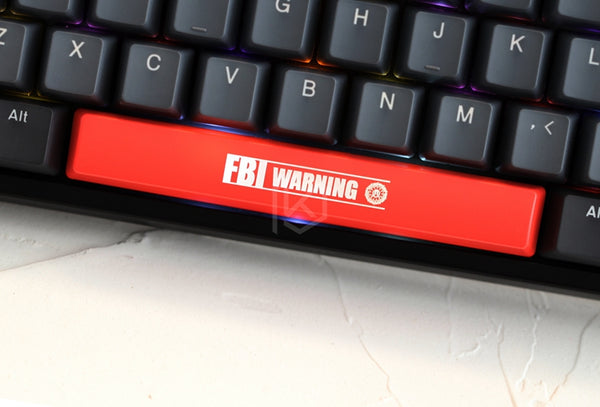 Novelty Shine Through Keycaps ABS Etched, Shine-Through fbi warning black red spacebar custom mechanical keyboards - KPrepublic