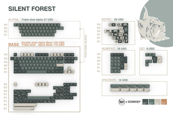 [CLOSED][GB] Domikey X iNKY Silent Forest Cherry Profile  keycaps and mousepad ABS doubleshot tripleshot MX stem