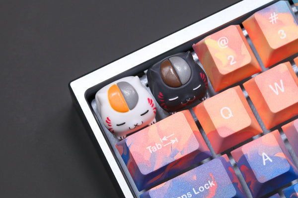 [CLOSED][GB] Cool kit Novelty lucky cat black white nyanko sensei riou natsume resin keycap artisan