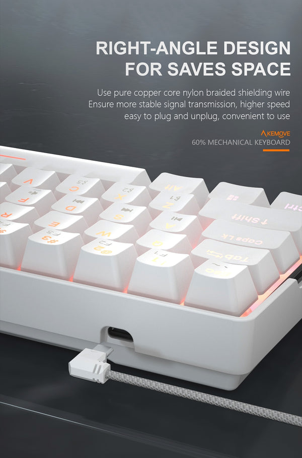 KEMOVE 61 Key Mechanical Keyboard Switch 60% NKRO Bluetooth Dual Mode PBT Keycaps Wireless Wired Gaming Keyboard PC TABLET DK61