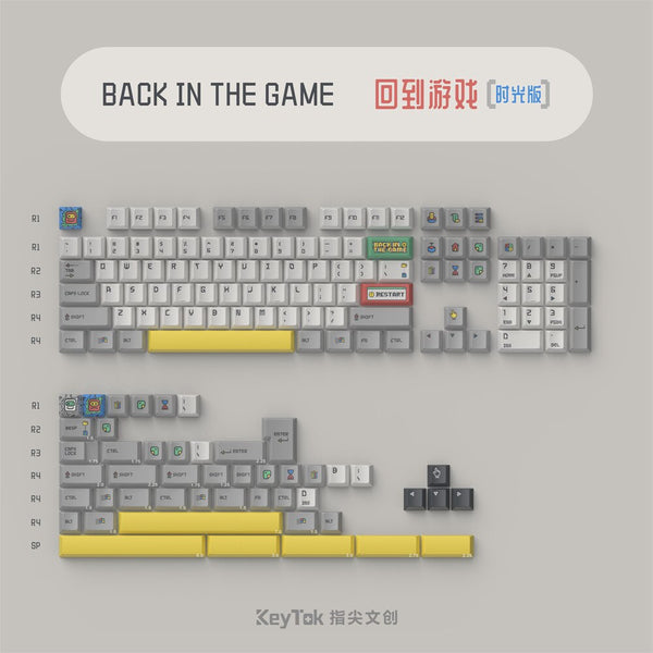 KeyTok Back in The Game Time Version Cherry Profile Dye Sub Keycap Set thick PBT for keyboard 87 tkl 104 ansi bm60 CSTC75 BM65