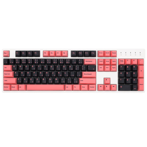 OMO Black Pink Cherry profile Dye Sub Keycap Japan Japanese Root for mechanical keyboard 60 87 104 tkl ansi xd64 bm60 bm68