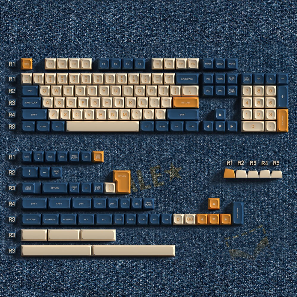 PGA ABS Jeans Doubleshot Keycap Set PGA Profile for MX Stem Keyboard 6 ...