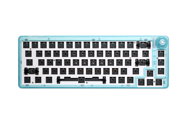 HOMOO KF068 3 Mode Wireless 65% Knob Mechanical Keyboard kit Black Cyan White Clear hot swappable RGB 2.4G BT Similar with TM680