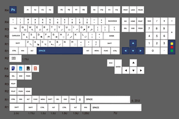 GKs PS Shortcut Key Hotkey Set MDA profile Dye Sub Keycap Set thick PBT for keyboard gh60 xd60 xd84 tada68 87 104 BM60 BM65