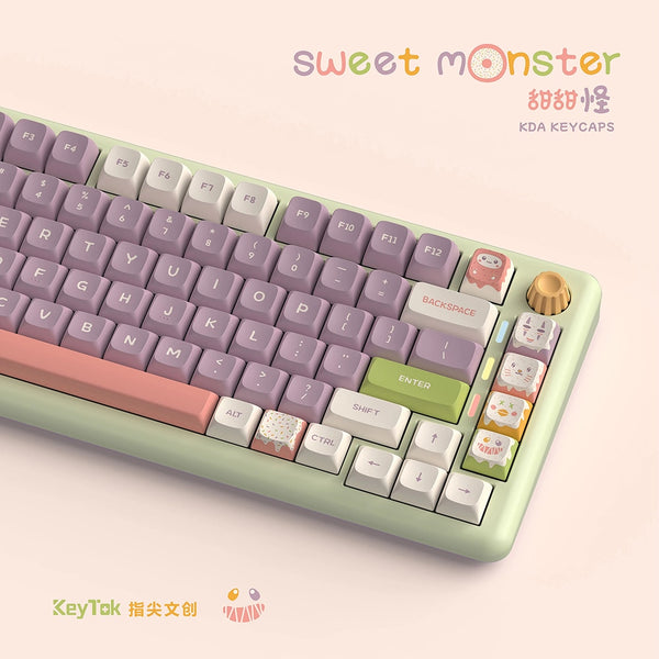 KeyTok KDA Profile Sweet Monster Dye Sub Keycap Set thick PBT for keyboard 87 tkl 104 ansi xd64 bm60 xd68 CSTC75 BM87 BM65