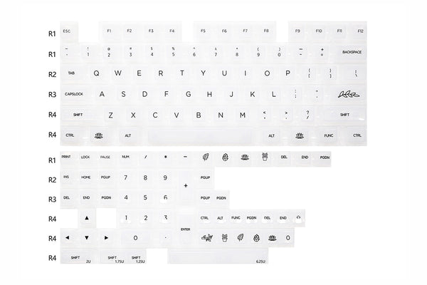 GKs MDA Silk Screen Tech Keycap Set thick Transparent ABS for keyboard gh60 poker 87 tkl 104 ansi xd64 bm60 xd68 xd84 BM87 BM65