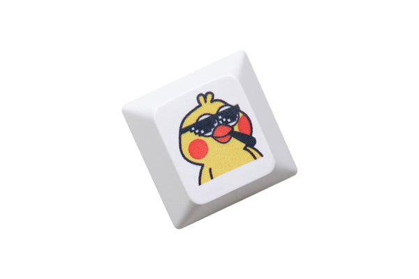 Cute Little yellow chicken Parrot Mood Meme Expression Keycap Dye Subbed keycaps for mx stem mechanical keyboards Funny Yellow