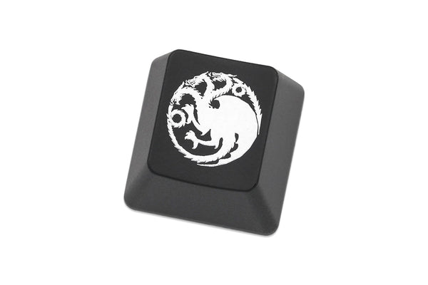 Novelty Shine Through Keycaps ABS Etched back lit black red r1 ESC the House of Dragon family badge