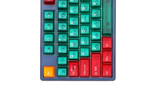 Taihao Cubic Abs Translucent Doubleshot keycaps for gaming mechanical keyboard Red Green Orange red 1.75 shift stepped capslock