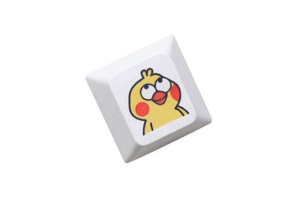 Cute Little yellow chicken Parrot Mood Meme Expression Keycap Dye Subbed keycaps for mx stem mechanical keyboards Funny Yellow