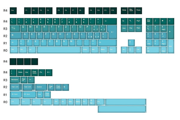 Taihao Pine Green Gradients Italian IT ABS doubleshot keycaps for diy mechanical keyboard Cubic for BM60 BM68 BM80 BM65 BM68