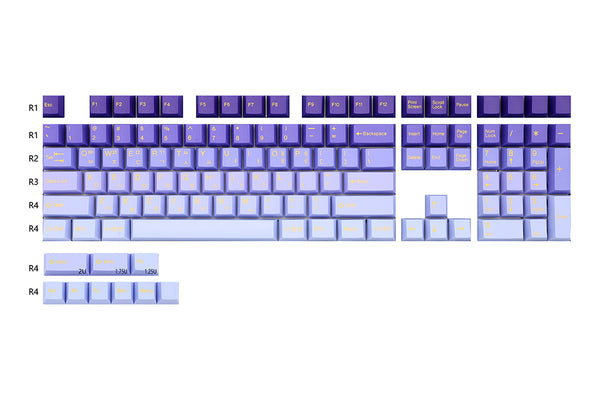 Taihao Gradient Blue Hangul Doubleshots keycap for mechanical keyboard Cubic OEM Profile for BM60 BM68 BM80 BM65 Purple Blue