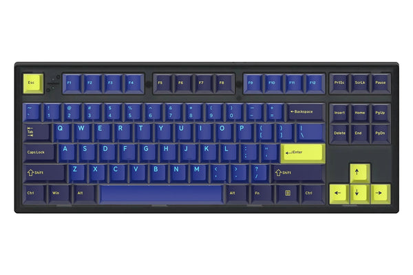 Flesports MK870 Mechanical Keyboard GJ KEYCAPS Kit Full RGB Hot Swap Backlit LED NKRO Transparent Black Case Programmable USB C Marrs Green Ocean Current Keycap