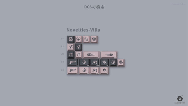 Domikey DCS Abs Doubleshot Keycap Villanella Killing Eve Black Pink Cherry profile for mx keyboard 87 104 xd64 bm60 bm65 bm68