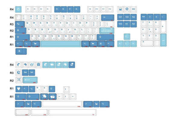GKs Sea Smoke Love Letter Cherry Profile Dye Sub Keycap Set PBT for keyboard poker 87 tkl 104 ansi xd64 bm60 xd68 BM87 BM65