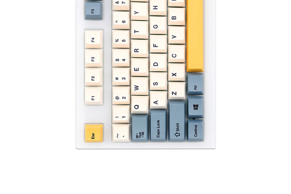 GKs Apricot yellow Dye Sub Keycap Set thick PBT for keyboard gh60 poker 87 tkl 104 ansi xd64 bm60 xd68 xd84 Beige Yellow Blue