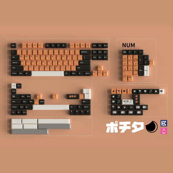 TUT Cherry Profile Pochita Dye Sub Keycap Set thick PBT for keyboard 87 tkl 104 ansi xd64 bm60 xd68 xd84 BM87 BM65 ポチタ