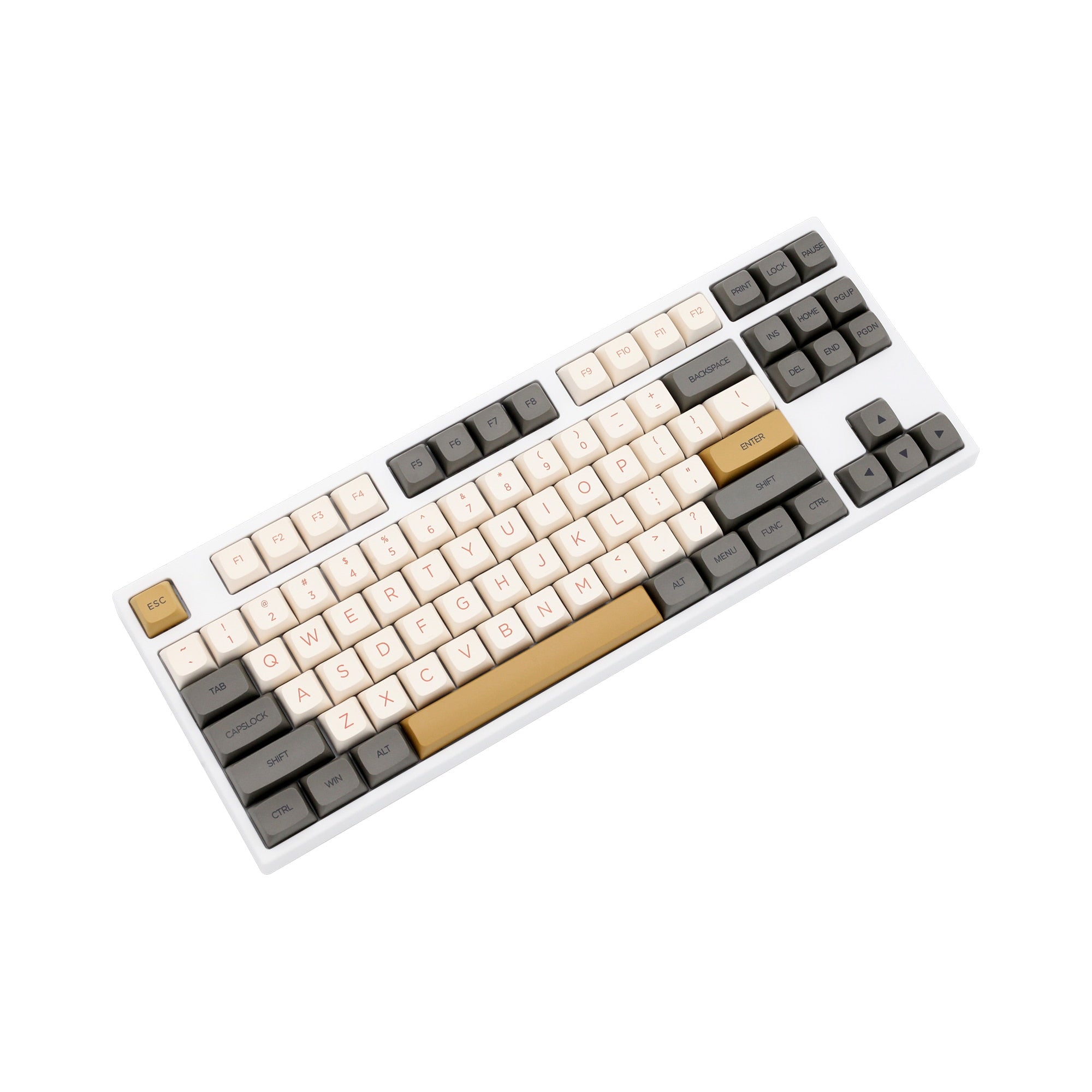 Owpkeenthy XDA Profile PBT Keycaps Set - 129 Keys, Retro Grey Dye-Sublimation, Compatible With MX Switches (60%, 65%, 75%, 100% Keyboards)