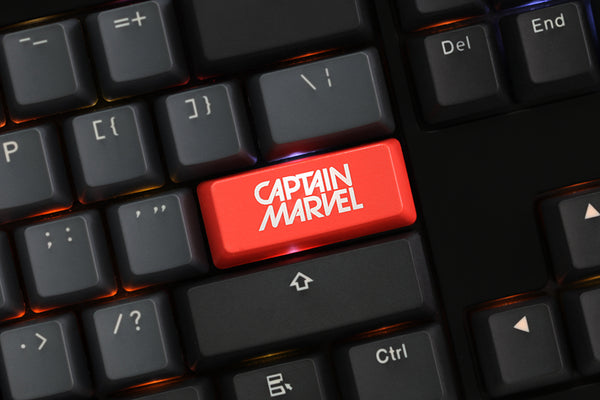 Novelty Shine Through Keycaps ABS Etched, Shine-Through Captain Marvel black red custom mechanical keyboard enter spacebar esc - KPrepublic