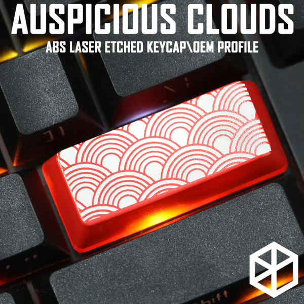 Novelty Shine Through Keycaps ABS Etched, Shine-Through red custom mechanical keyboard enter auspicious clouds pattern xiangyun