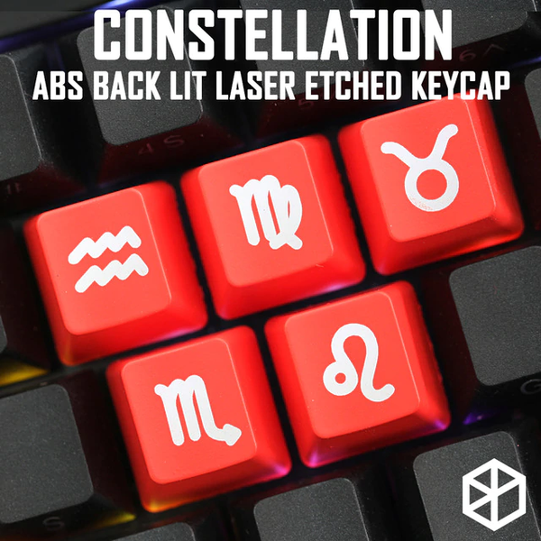 Novelty Shine Through Keycaps ABS Etched oem red black Star Signs keycaps