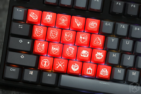Novelty Shine Through Keycaps ABS Etched fallout 4 pip boy nuca cola black red - KPrepublic