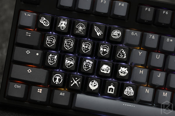 Novelty Shine Through Keycaps ABS Etched fallout 4 pip boy nuca cola black red - KPrepublic