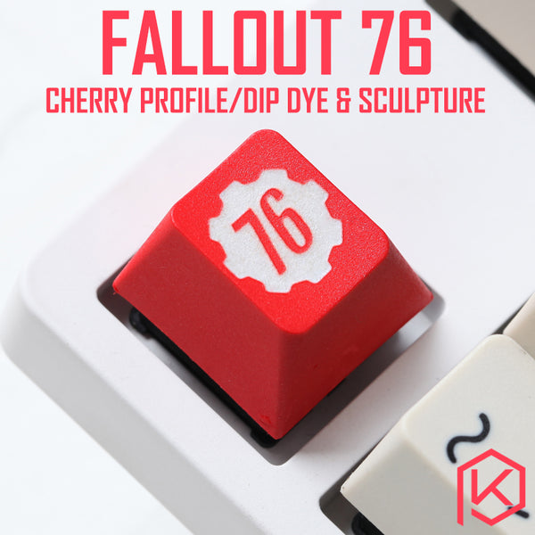 Novelty cherry profile dip dye and sculpture pbt keycap for mechanical keyboards Dye Sub legends fallout 76 red white - KPrepublic
